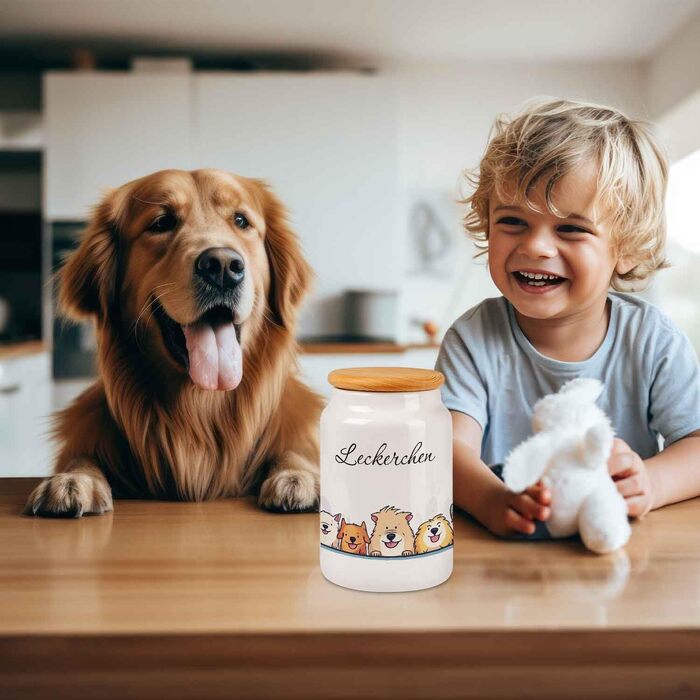 Банка для ласощів з гравіюванням - персоналізована з ім'ям для собак та котів - ідеально для зберігання корму