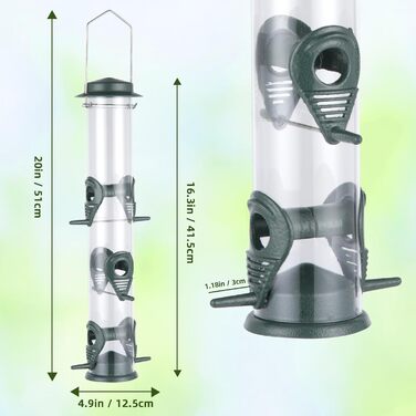 Годівниця для птахів Mixxidea з металевої труби, для зовнішнього використання, 6 портів, підвісна, для дикої природи