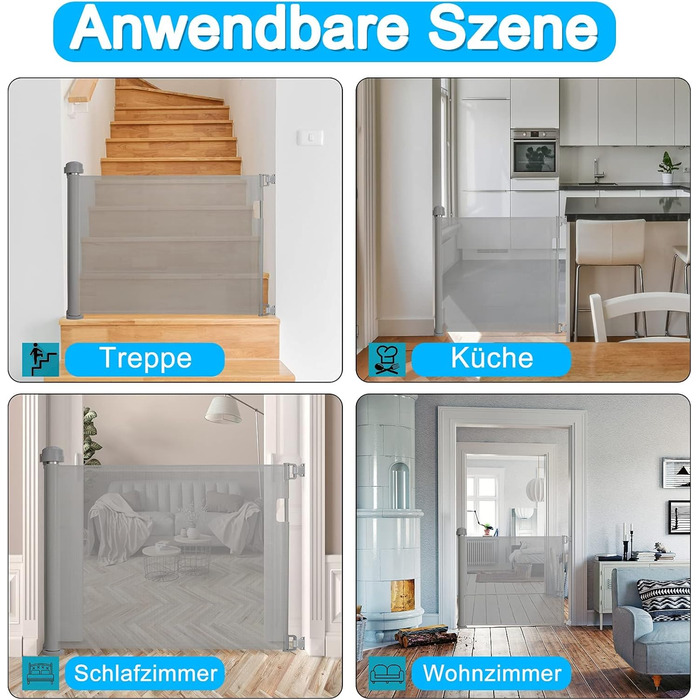 Захист для воріт NAIZY: ролетний захист для собак та дітей, 180 см, сірий