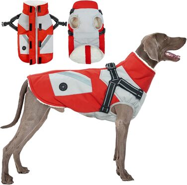 Водонепроникний зимовий одяг для собак - теплий зимовий костюм для собак, жилет для собак, тепла куртка для собак, зимовий набір для собак (червоний, 3XL) 3XL (обхват шиї-68 см, обхват грудей-108 см) Червоний