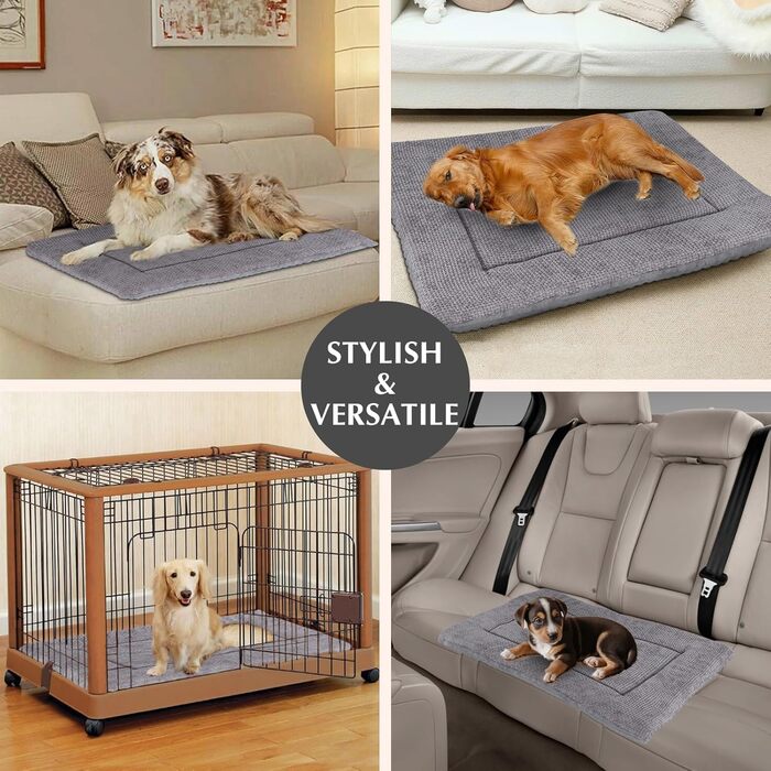 Килимок для собак, миючий, м'який, для маленьких, середніх та великих собак, сірий, 90x70 см (XZ016)