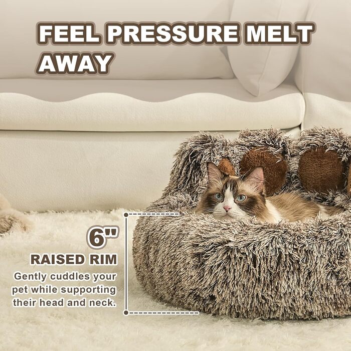 Кругла подушка-ліжко для собак Pfote Form: м'яка та зручна, для середніх та маленьких собак, Jumbo розмір, сірий колір