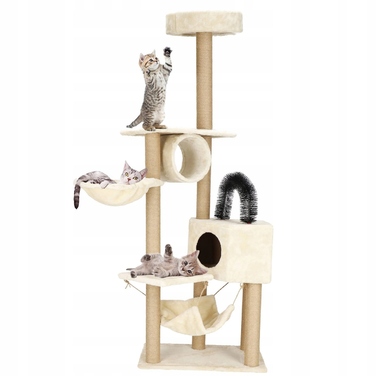 Високий ігровий комплекс для котів Springos 101: дряпачка, лежанка та стовпчик (160 см)
