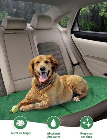 Рушник для собак JOLOV E Dog, супер вбираючий, для сушіння після купання, м'який, з регульованою застібкою, для лазні, плавання, прогулянок у дощ, розмір L, колір зелений, зображення жаби