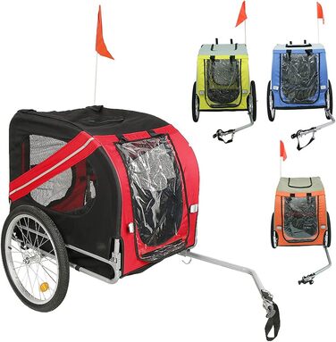 Універсальний велопричіп для собак, складаний, Oxford, з відбивачами, 73x137x90 см, до 40 кг, червоно-чорний