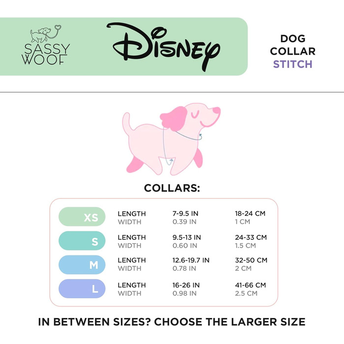 Офіційний нашийник Sassy Woof Disney Stitch для маленьких собак, регульований, міцний, зручний, стильний