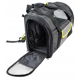 Переноска для собак та котів Duvo+ XS — чорна тканинна + шлейка