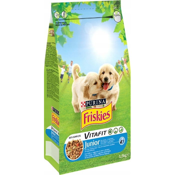 Корм для цуценят Friskies Junior з куркою, молоком та овочами, 15 кг