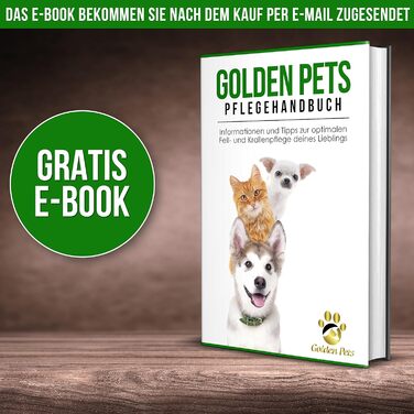 Гребінець-ентфілзер Golden Pets для собак і котів, для середньої та довгої шерсті, універсальний для малих і великих тварин, з заокругленими зубцями, у комплекті безкоштовний посібник з догляду