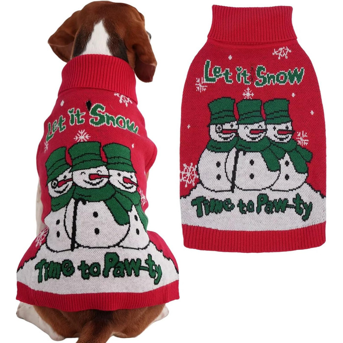 Світшот для собак IECOii з коміром-мотоциклом, флісовий пуловер, святковий пуловер на Різдво, в'язаний пуловер для собак на Хелловін, м'який пуловер для собак, зелений, червоний (XL)