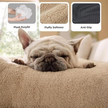 Килимок для собак BEDSURE великого розміру - м'яка лежанка для собак, комфортна матрац для домашніх тварин з неслизьким дном, тепла подушка для великих собак, верблюжий колір, 74x53x8 см