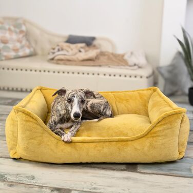 Ортопедичне ліжко для собак 4L Textil IRIS Premium-LINE, жовте, 80x60 см, з Memory Foam