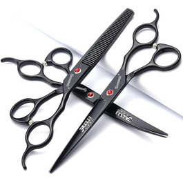 Набір професійних ножиць для грумінгу тварин 7 дюймів (3 шт.) з японської сталі 440C (фіолетовий)