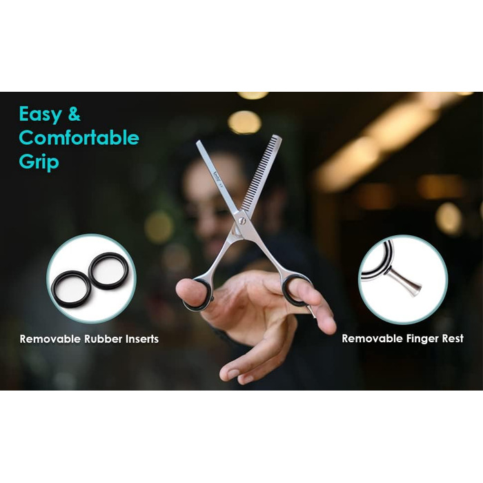 Професійна ножиця для догляду за волоссям, ножиці для стрижки, леза гострого бритви, загальна довжина 16,5 см, з шкіряним чохлом