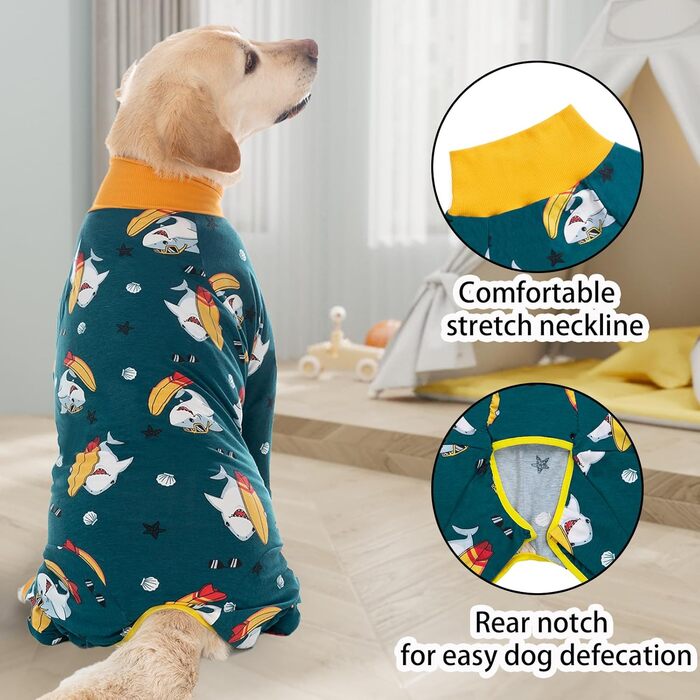 Комбінезон для собак після операції, захист від лизання, альтернатива конусу, 7XL, акула