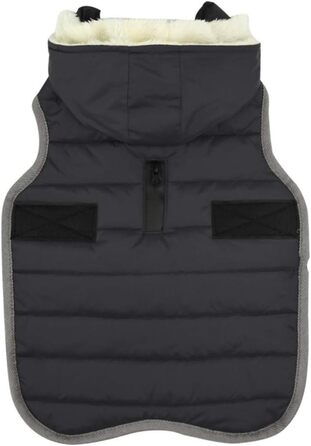 Теплий зимовий одяг для собак - куртка з капюшоном, в клітинку, темно-сіра, розмір M (45-55 см)