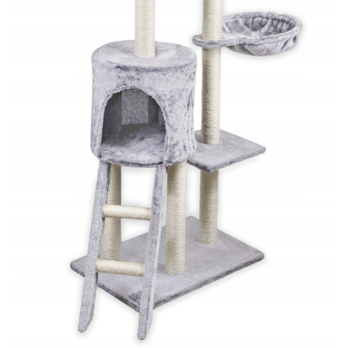 Когтеточка-вежа для котів Pet HOBBY, сіра, 101-160 см, 5 рівнів, сизаль