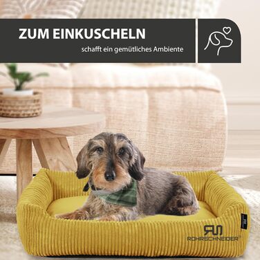 Лежанка для собак Rohrschneider, Cord, жовта, 70x50 см, з подушкою та пакетиками для прибирання