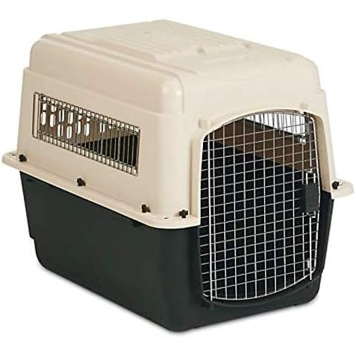 Petmate Ultra Vari: Міцна будка для собак середніх та великих порід. Подорожуйте з комфортом! Виготовлена з перероблених матеріалів. Розміри: 102 x 69 x 76 см. Колір: Бежевий/Чорний