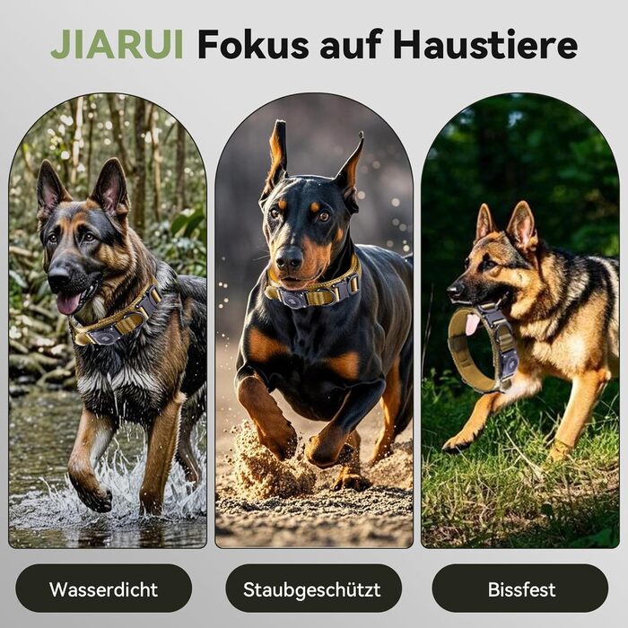 Тактичне собаче нашийник DE JIARUI з ручкою, водовідштовхувальний Airtag нашийник для собак, товстий регульований нашийник для собак з м'якою підкладкою, металева застібка для середніх та великих собак (Зелений, M(15'-19')) Зелений L(18'-23') (Хакі, L(18'