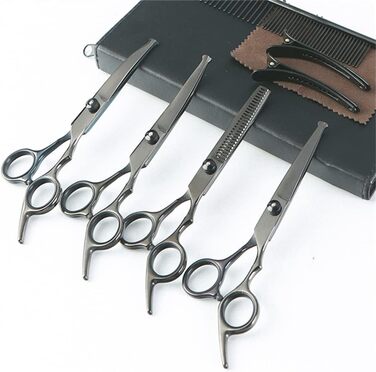 Набір ножиць для грумінгу собак 6.7 дюймів, для тіла, лап та обличчя, з безпечними закругленими кінчиками, чорний