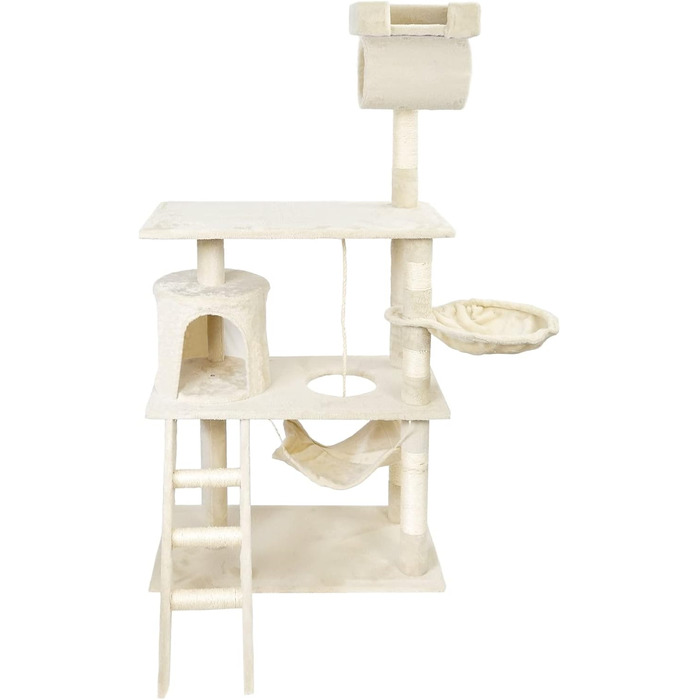 Дерево для котів Wiltec у бежевому кольорі, 141 см, з сизалю, будиночком, гамаком та лежанкою