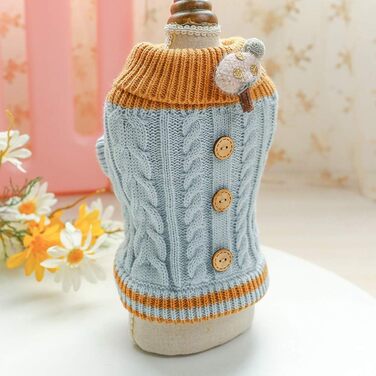 Теплий зимовий пуловер для собак Doubleer - тепла жилетка, м'який в'язаний светр для маленьких та середніх собак (рожевий, синій, жовтий)
