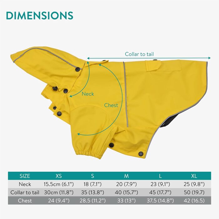 Дощовик для собак Navaris - водонепроникний дощовик для собак, зелений (M, жовтий)