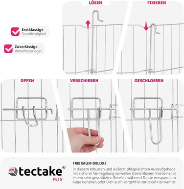 Вольєр Tectake® з захисним сітком, секційна огорожа, розкладна та розширювана, для дрібних тварин, кроликів, як загородження для собак, собачий вольєр, для цуценят, вольєр для кроликів, вуличний вольєр, діаметр 145 см, чорний