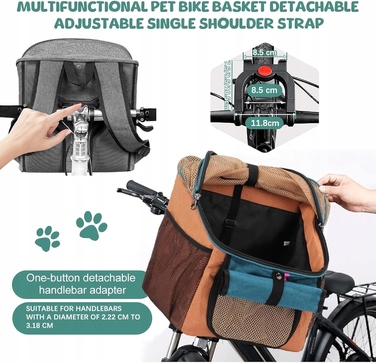 Велосипедний кошик-переноска для собак та котів, сумка з сіткою