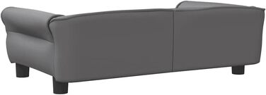 Крісло-ліжко для собак, лежанка для собак з м'якою подушкою, диванчик для маленьких собак, лежанка для домашніх тварин, лежанка для котів, штучна шкіра (95 x 55 x 30 см, сірий)