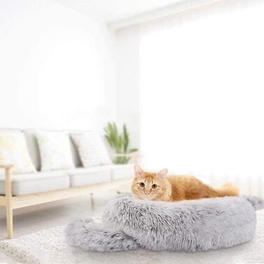 Крісло-гніздо для котів та собак, плюшеве, 55 см, сіре. Зручне ліжко для кота та собаки, антиковзаюче, миється