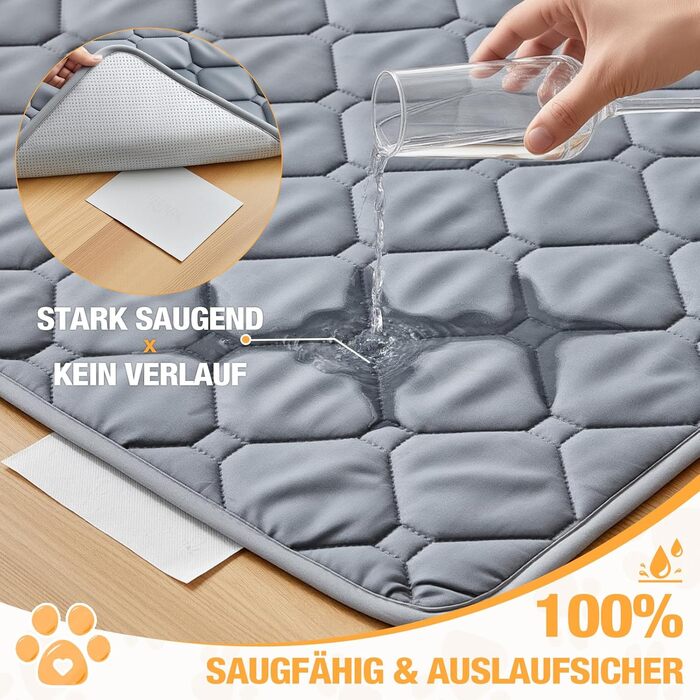 Водонепроникний килимок для собак Lekereise 157x208 см - 100% поглинання та захист від протікання, м'який, нековзний. Підходить для дивана, ліжка, авто. Легко прати. Для собак та котів (Сірий)