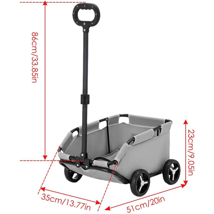 Транспортна переноска для собак та котів на колесах | Складана переноска-тролей для собак та котів (сіра)