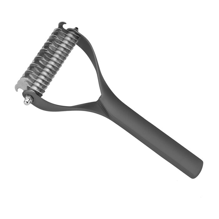 Гребінець для собак з довгим волоссям, гребінець для котів 2-сторонній для підшерстка з лезами Rotfrei, для розплутування вузлів та догляду за шерстю - ефективне видалення вузлів, щадне ставлення до шкіри, для собак з довгим волоссям (Чорний, L)