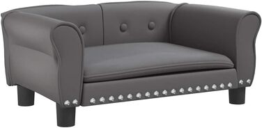 Диван для собак, м'яке ліжко для домашніх тварин, лежанка для собак з штучної шкіри, ліжко для цуценят, диван для домашніх тварин, будиночок для собак, для великих та середніх собак, сучасний та елегантний дизайн, сірий, 70x45x30 см