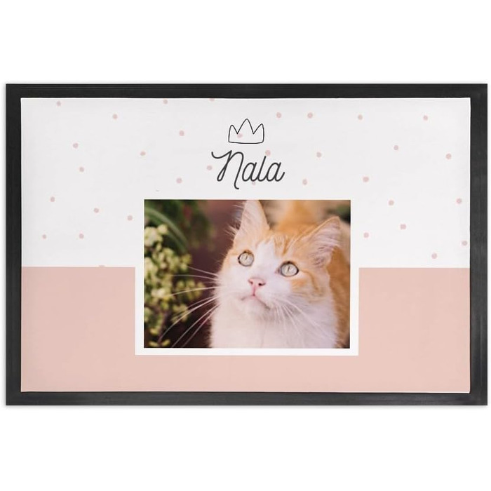 Персоналізована підставка під миску для собак та котів Wanapix з іменем та фото | Килимок для тварин | 60 x 40 см