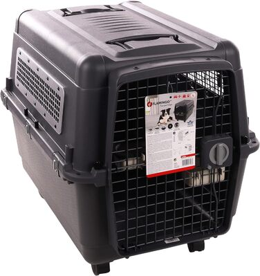 Клітка-переноска для собак Flamingo Lanta – Темно-сірий | Розмір L (56 × 80 × 59,5 см) | Безпечна, практична та комфортна для вашого собаки! L - 56x80x59,5см