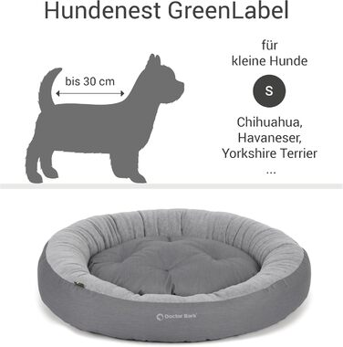 Кругле м'яке ліжко для собак Doctor Bark GreenLabel, 50x40 см, сірий (S)