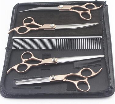 Професійний набір ножиць для грумінгу собак RWRAPS 7 дюймів з золотим руків'ям (ефектні ножиці)