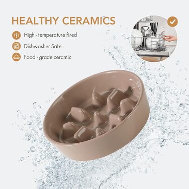 Підвищений годівниця для собак та котів Havniva з кераміки, для повільного годування, 13 см та 15,5 см миски, дерев'яний підставник, 2 шт. світло-зелений + підставка