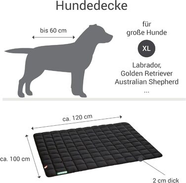 Килимок для собак Doctor Bark – м'який, якісний, для великих собак, міцний, для дому та вулиці, можна прати до 95°C (XL, 120x100 см, Чорний)