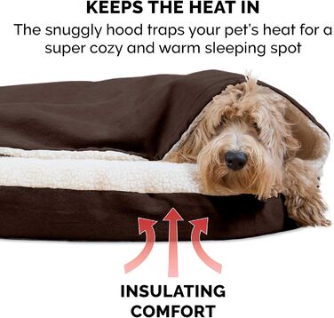 Кругле собаче ліжко Furhaven з memory foam, 89 см, для великих та середніх собак, знімний, пральний чохол, Sherpa & Suede Snuggery, Espresso
