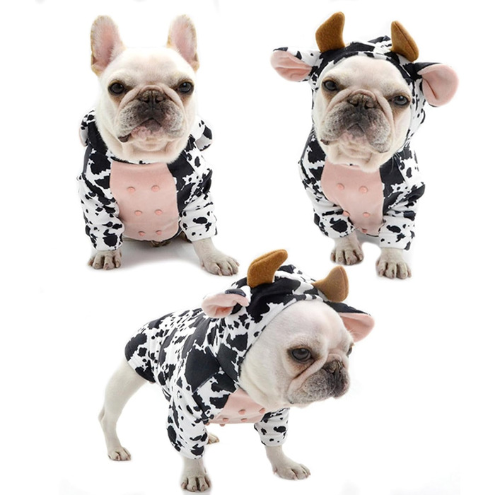 Костюм корови для собак, французький бульдог, кумедний костюм, для собак, на Різдво, костюм корови, одяг для котів (велика рогата худоба), розмір M