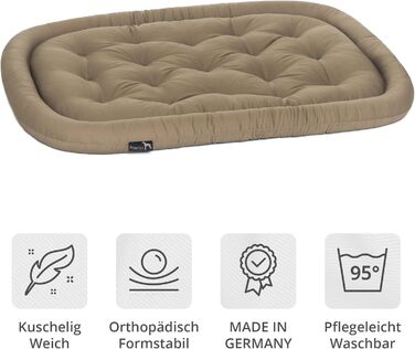 Ортопедична подушка для собак середніх порід, 90x60 см - лежанка для собак, миється до 95°C, без запаху, міцна, для дому та вулиці, Made in Germany (L - 90x60 см, золотисто-коричнева)