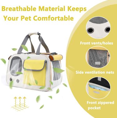 Транспортна переноска для котів та собак, складна, легка та міцна, сертифікована для авіаперевезень, з дихаючою сіткою та надійними застібками, ідеальна для подорожей (зелена)