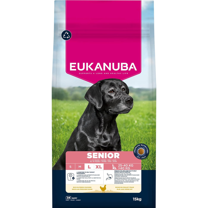Сухий корм для собак великих порід Eukanuba Senior з куркою, преміум-клас, 15 кг