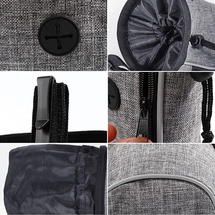 Сумка для ласощів Nuoshen для собак та цуценят, сірого кольору. Ідеальна для тренувань, прогулянок та подорожей.