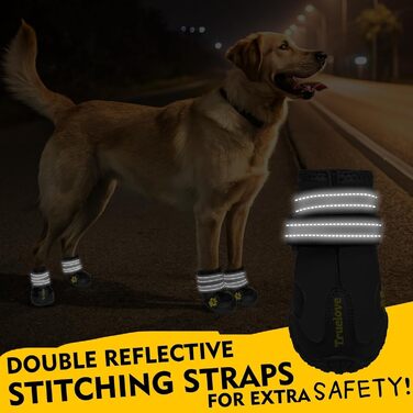 Черевики для собак Expawlorer для великих собак, захист лап на зиму, чорний, розмір 7 (4 шт.)