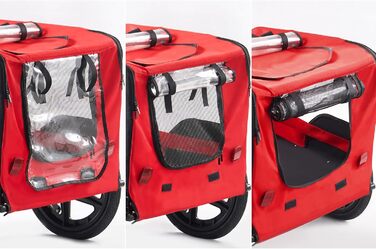 Фаркоп-причіп для собак Soges до 40 кг, складаний, з дихаючої сітки, з внутрішнім повідком, з відбивачами (червоний)